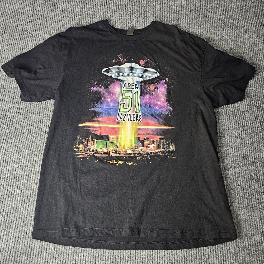 Area 51 Las Vegas Shirt‎ Mens XL Black Azure UFO Alien Graphic Tee Sci Fi